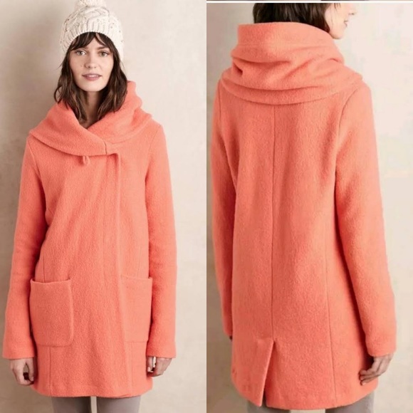 Anthropologie 100% Wool Orange Sweater Coat by Moth Size S - Picture 2 of 8